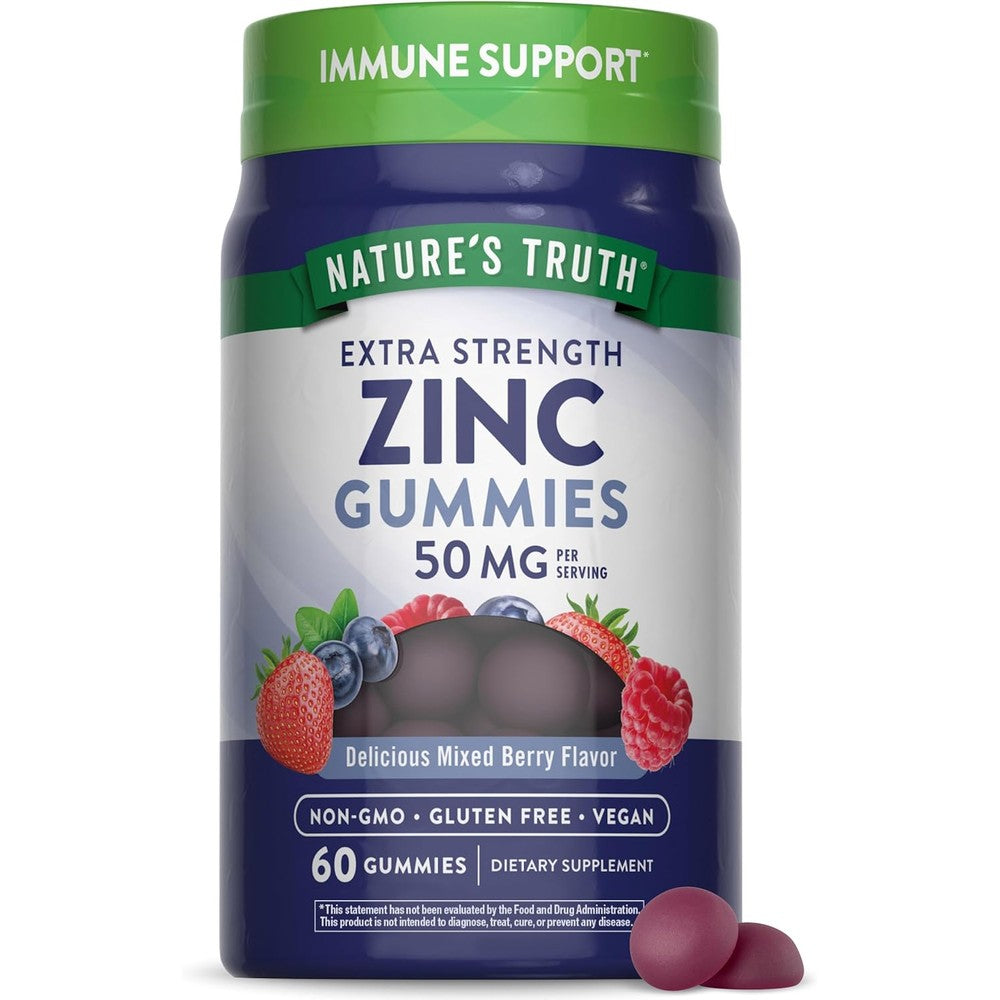 Nature's Truth Zinc Gummies 50mg extra strength supplement for immune system support