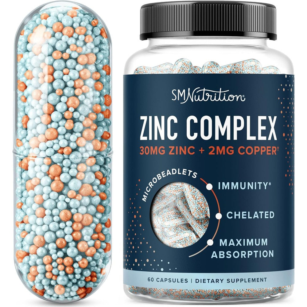 SMNutrition zinc microbeadlets with copper for daily immune system support