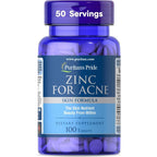 Puritans Pride Zinc For Acne front view bottle