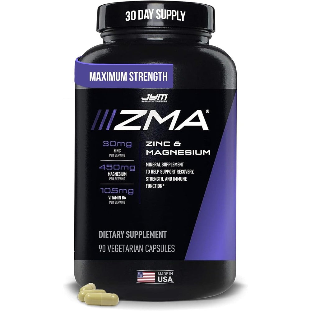 JYM Supplement Science ZMA Zinc and Magnesium 90 vegetarian capsules bottle front view