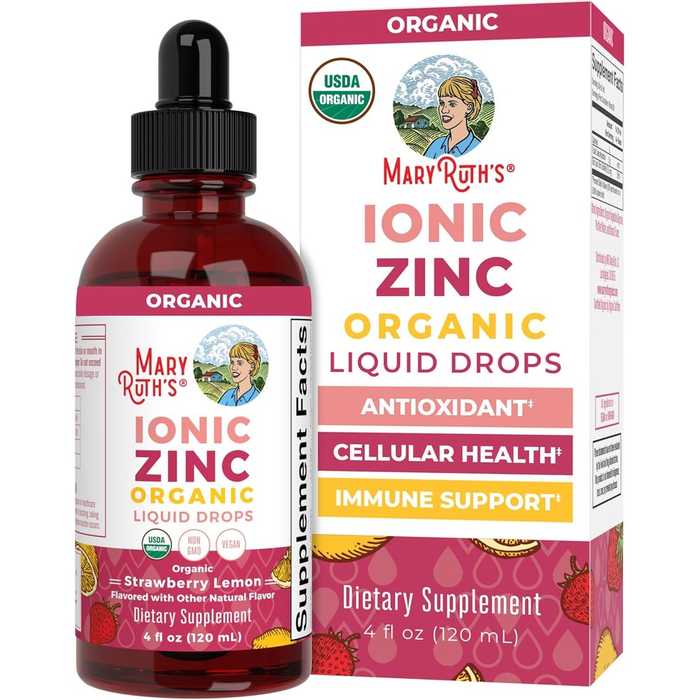 MaryRuth Organics Liquid Ionic Zinc strawberry lemon drops for immune support