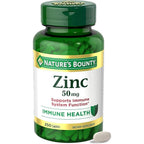 Nature's Bounty Zinc 50mg caplets front bottle view immune supplement