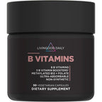 Livingood Daily Vitamin B Complex supplement bottle front view for premium energy support