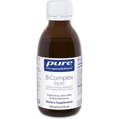 Pure Encapsulations B Complex Liquid 140 mL front view of bottle for energy metabolism