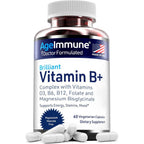 AgeImmune Vitamin B Complex front view bottle showing 60 vegetarian capsules