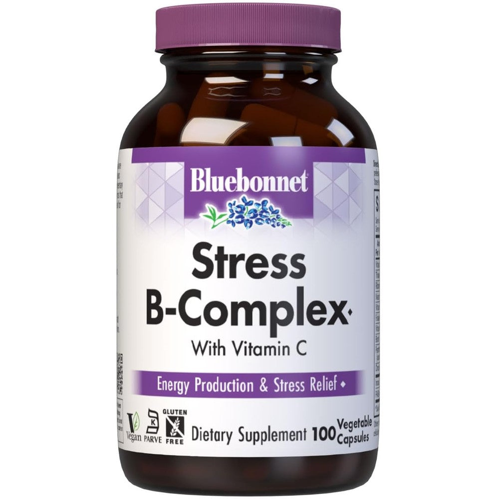 Bluebonnet Nutrition Stress Relief B Complex front view bottle for natural daily energy support