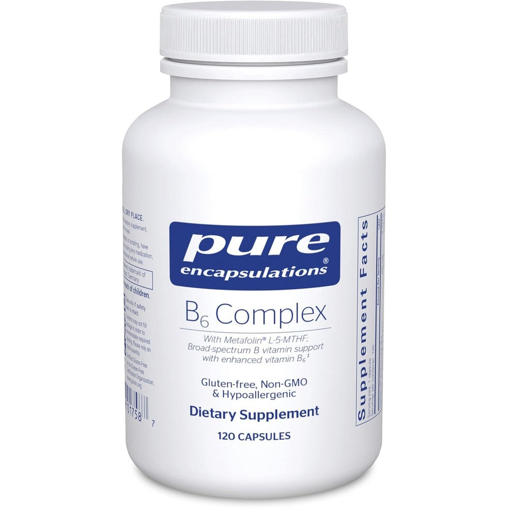 Pure Encapsulations B6 Complex 120 capsules front bottle view for nervous system support