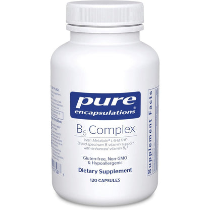 Pure Encapsulations B6 Complex 120 capsules front bottle view for nervous system support