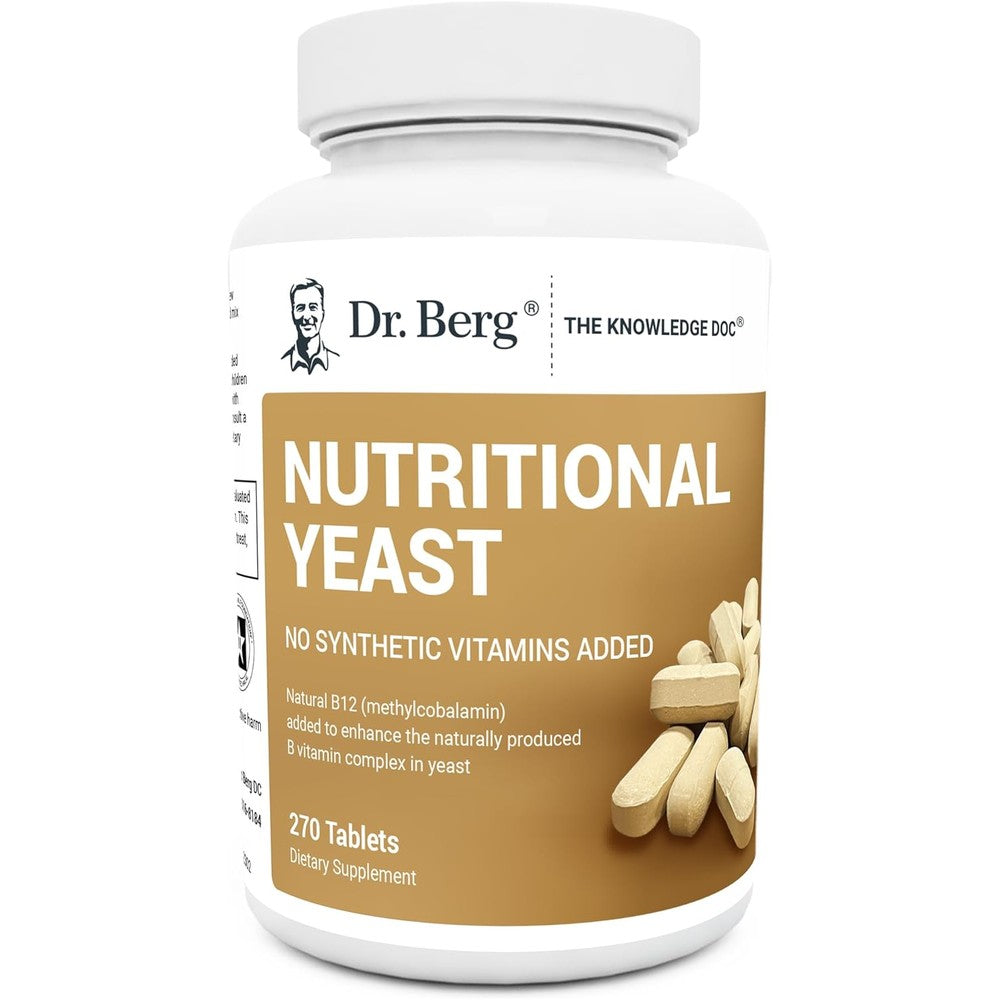 Dr. Berg Nutritionals Nutritional Yeast Tablets front view bottle for natural B vitamin complex