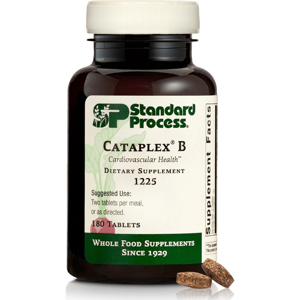 Standard Process Cataplex B 180 Tablets front bottle view showing energy metabolism support supplement.