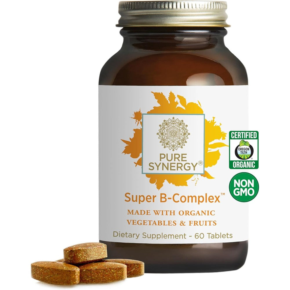 Pure Synergy Super B Complex 60 Tablets front view for organic energy support