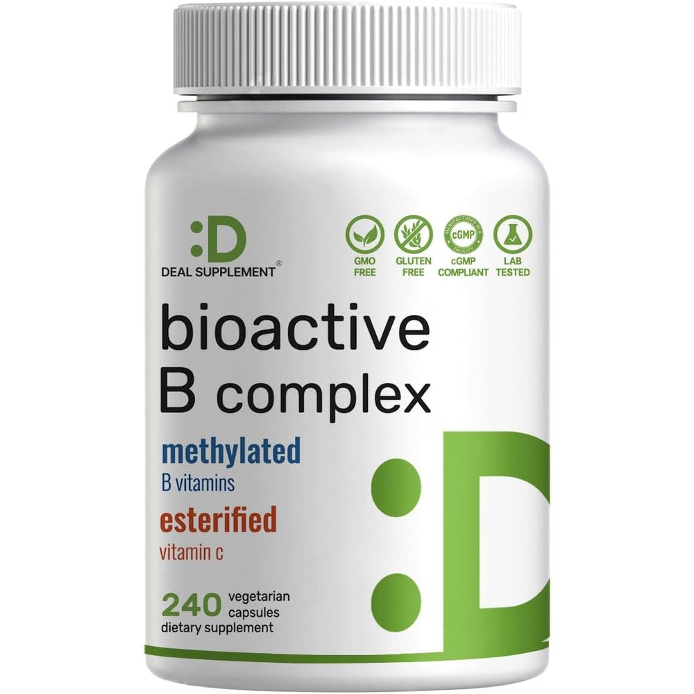 Deal Supplement Bioactive Vitamin B Complex 240 veggie capsules bottle front view showing high potency label