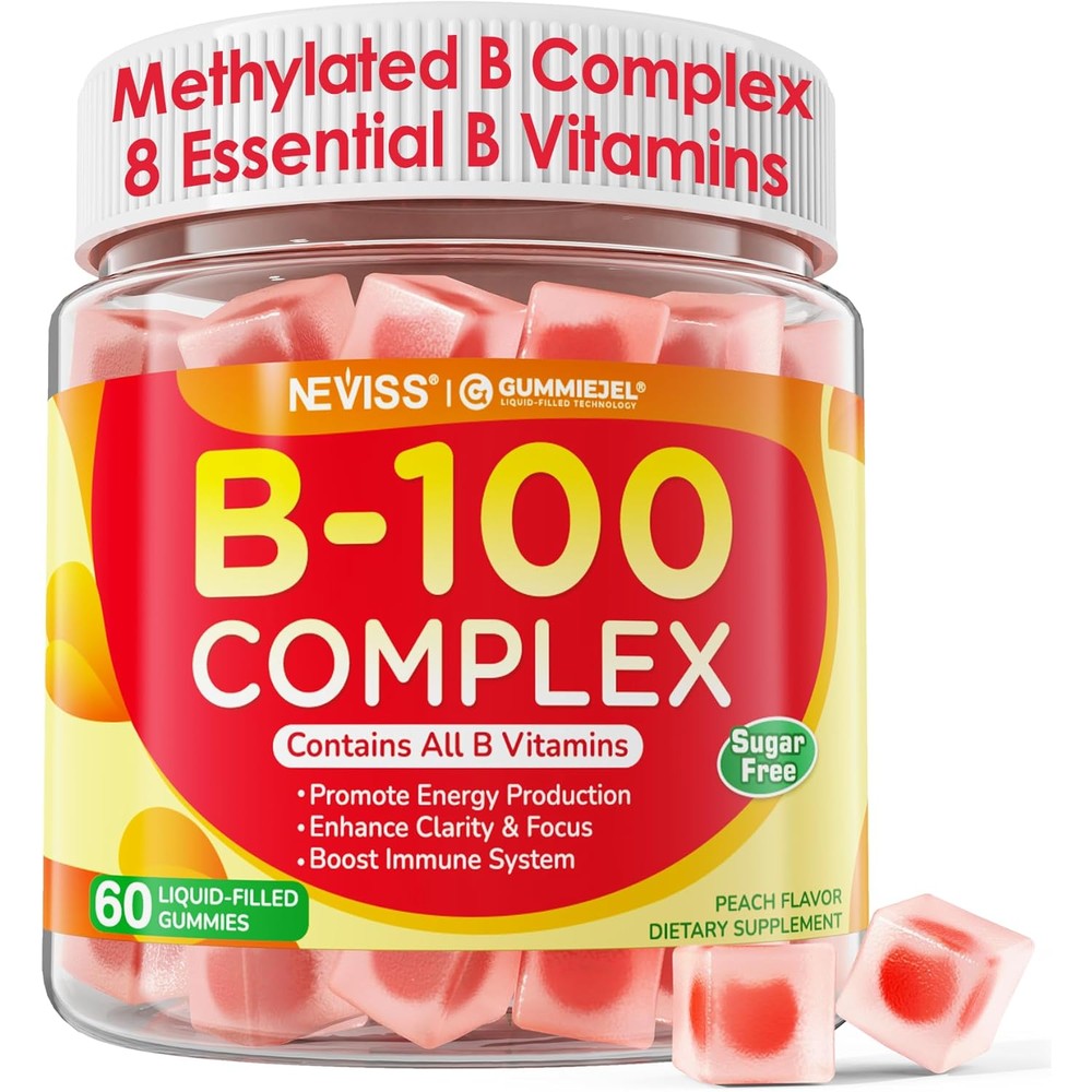 NEVISS Super Vitamin B Complex 60 Gummies front view bottle for premium imported daily health supplementation