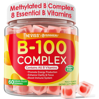 NEVISS Super Vitamin B Complex 60 Gummies front view bottle for premium imported daily health supplementation