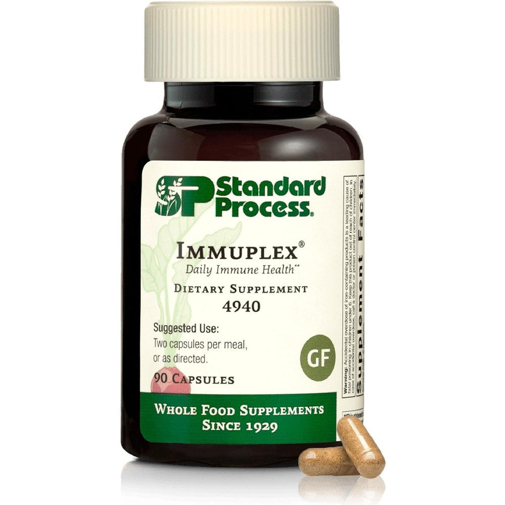 Standard Process Immuplex 90 Capsules front view bottle for daily immune support.