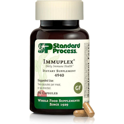 Standard Process Immuplex 90 Capsules front view bottle for daily immune support.