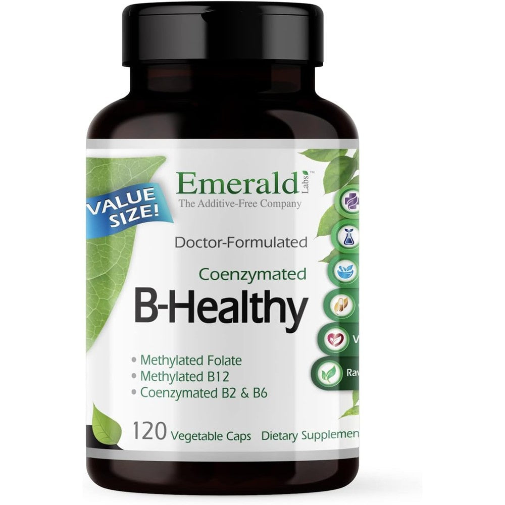 Emerald Labs B Healthy Vegan Vitamin B Complex front view bottle for energy support