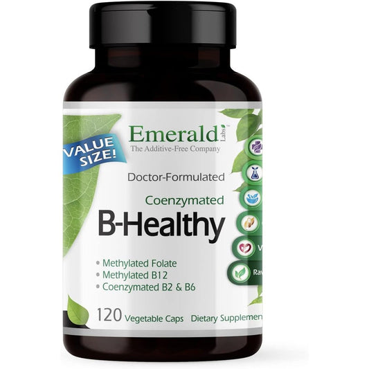 Emerald Labs B Healthy Vegan Vitamin B Complex front view bottle for energy support