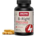 Jarrow Formulas B-Right Optimized B-Complex 100 Veggie Capsules front view for cellular energy support