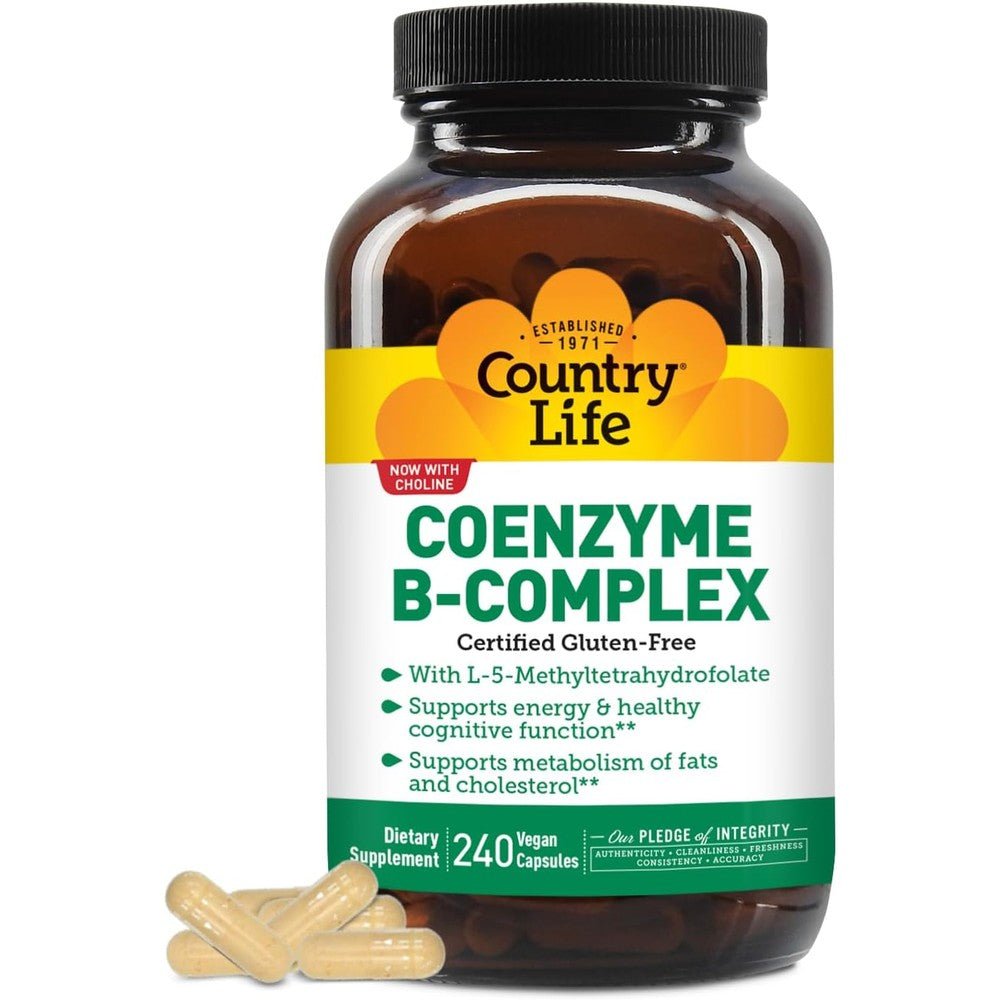 Country Life Coenzyme B Complex 240 capsules front bottle view for daily energy support.