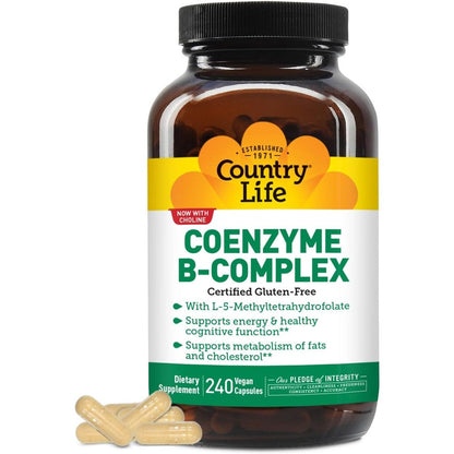 Country Life Coenzyme B Complex 240 capsules front bottle view for daily energy support.