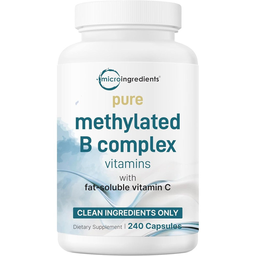 Micro Ingredients Pure Methylated B Complex 240 capsules front bottle view showing 11-in-1 formula.