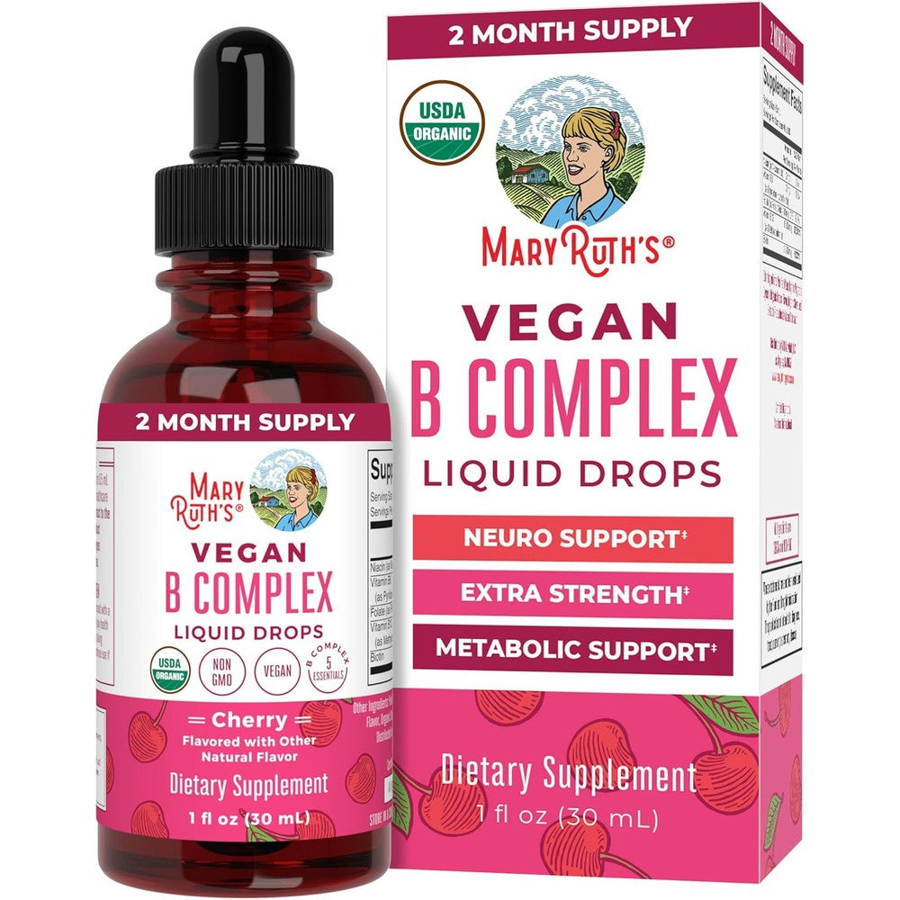 MaryRuth Organics Vitamin B Complex Liquid Drops front view bottle for metabolic support
