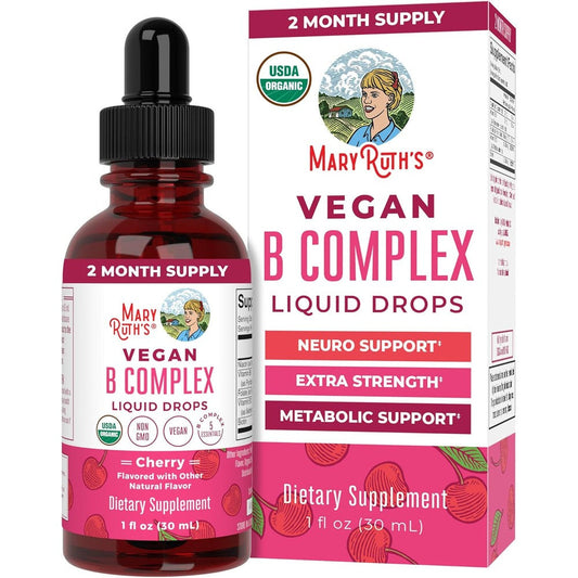 MaryRuth Organics Vitamin B Complex Liquid Drops front view bottle for metabolic support