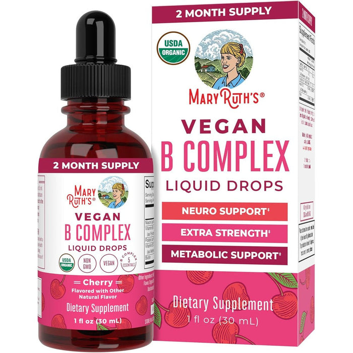 MaryRuth Organics Vitamin B Complex Liquid Drops front view bottle for metabolic support