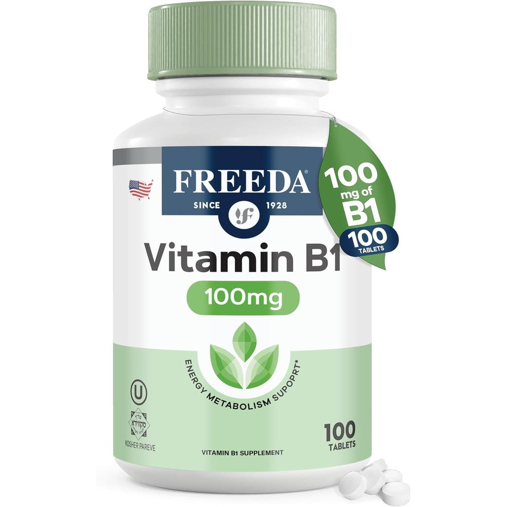 Freeda Vitamin B1 supplement bottle front view commercial packaging