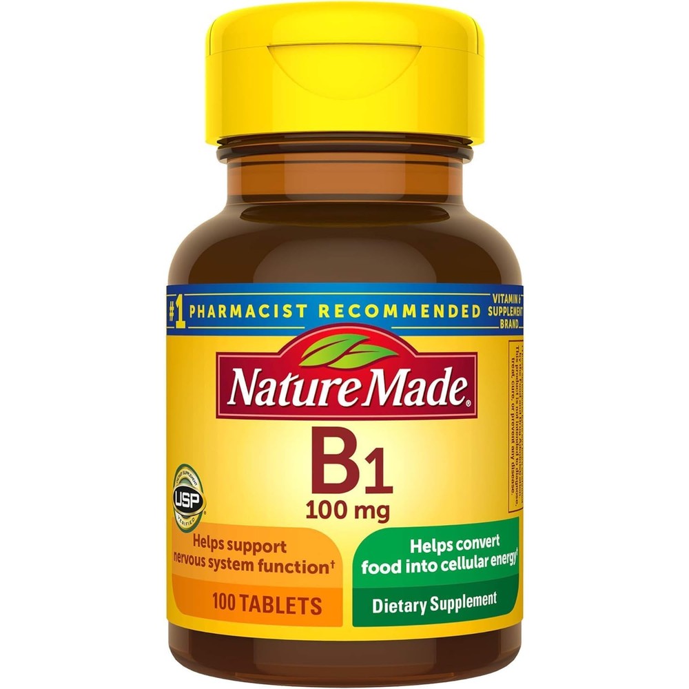 Nature Made Vitamin B1 front view bottle packaging dietary supplement