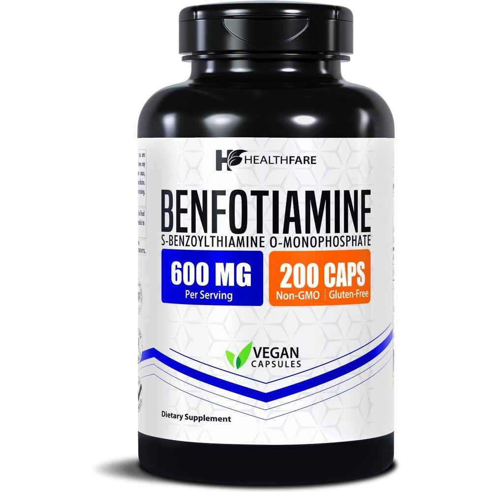 HealthFare Benfotiamine 600mg front view supplement bottle packaging