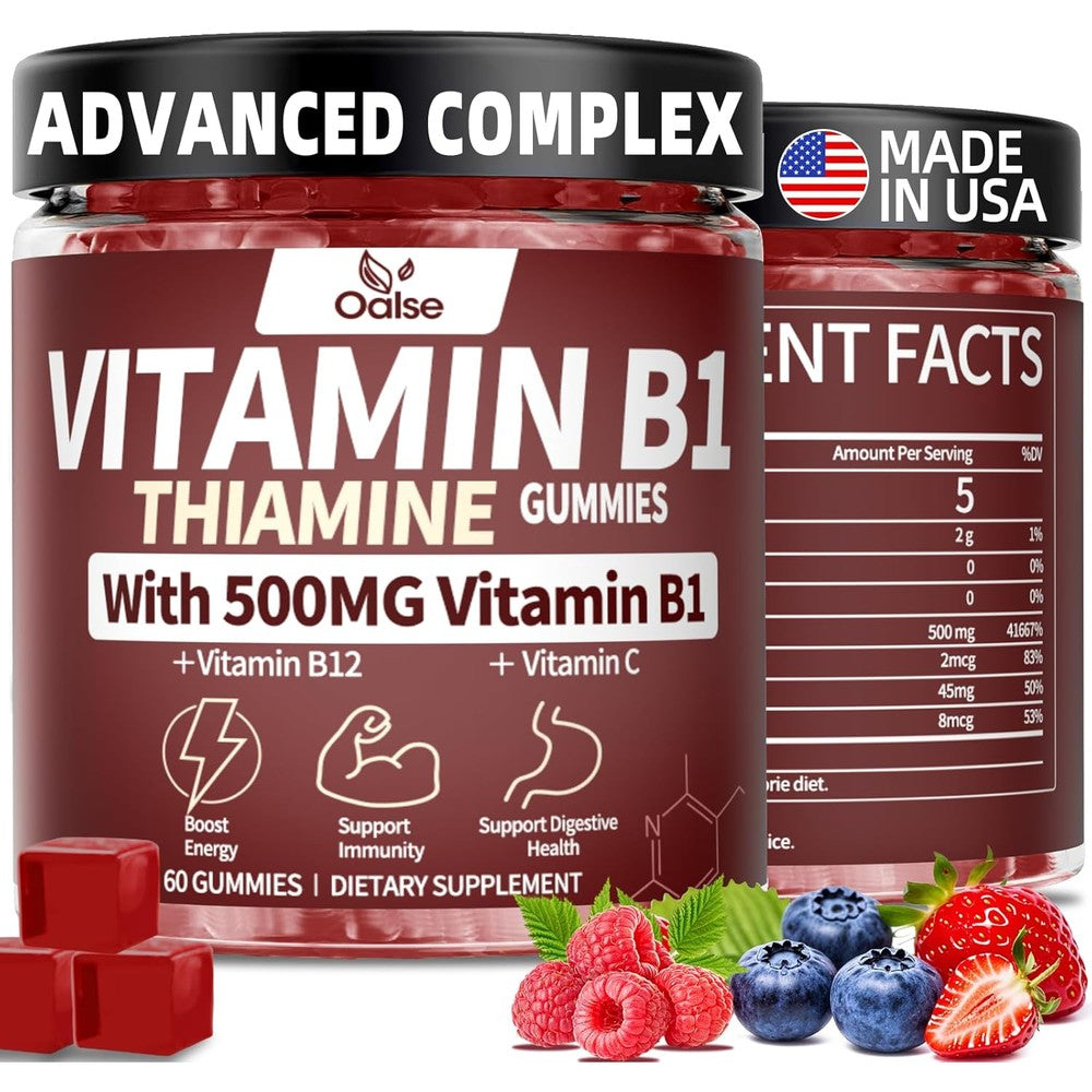Oalse Vitamin B1 Thiamine Gummies front view jar