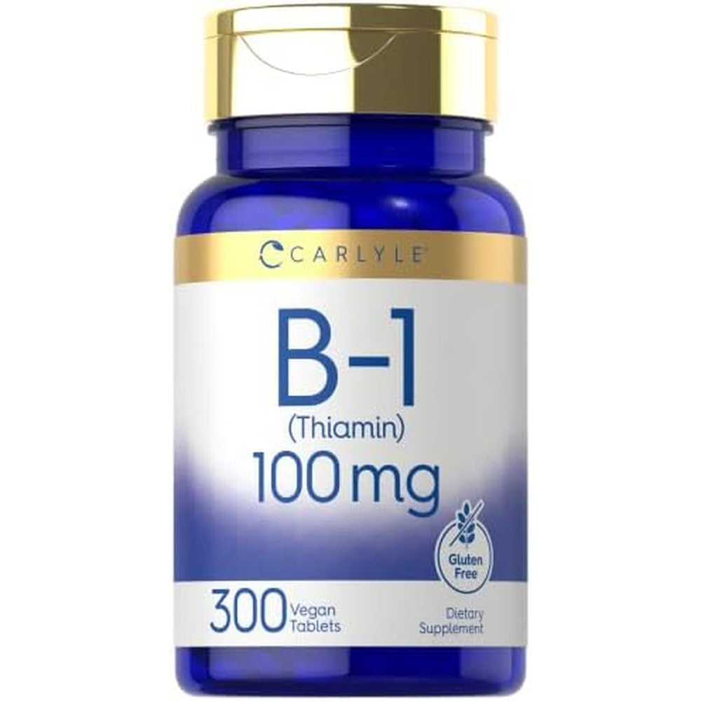 Carlyle Vitamin B1 Thiamin 100mg 300 vegan tablets front bottle view