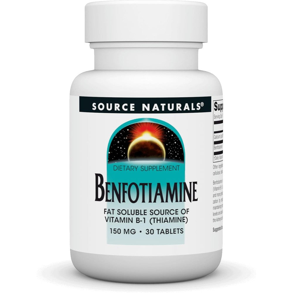Source Naturals Benfotiamine 150 mg 30 tablets front view bottle