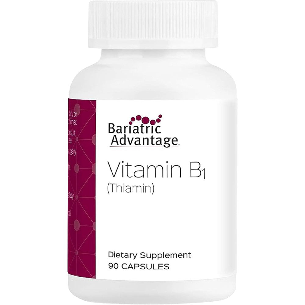 Bariatric Advantage Vitamin B1 Thiamin 100 mg front view capsule bottle for energy support
