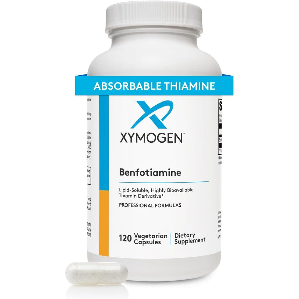 XYMOGEN Benfotiamine 300 Milligrams 120 Capsules front view bottle for nerve support