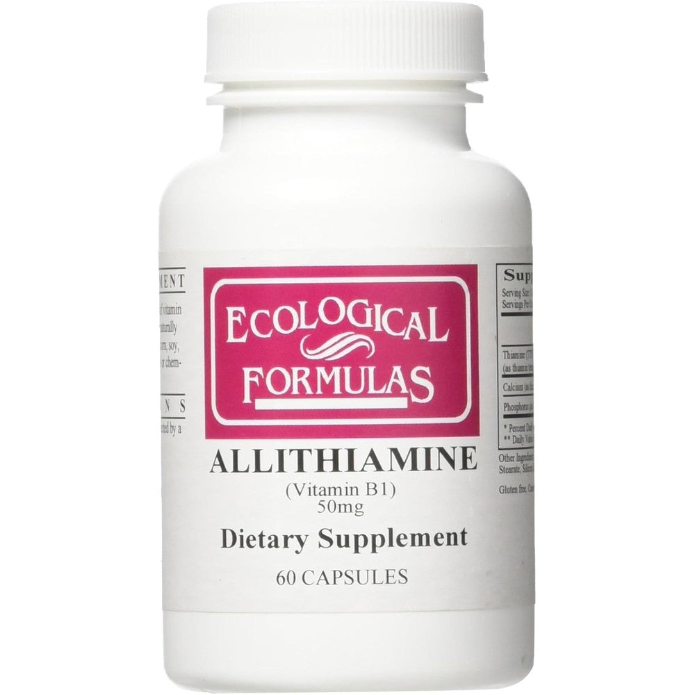 Ecological Formulas Allithiamine Vitamin B1 50mg front bottle view for cellular energy metabolism
