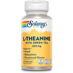 Solaray L-Theanine 200 mg with Green Tea front view product bottle