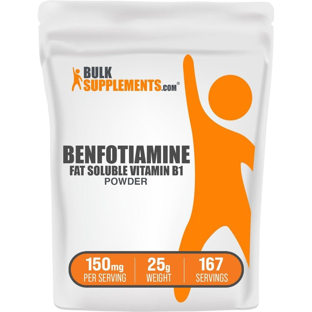 BulkSupplements Benfotiamine Powder 25 grams front view packaging pure vitamin b1 supplement