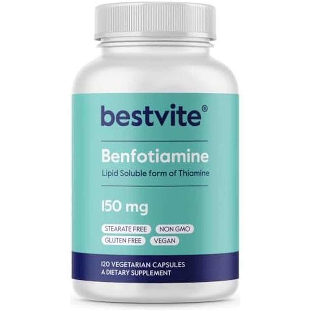 Bestvite Benfotiamine 150mg vegetarian capsules front view product bottle
