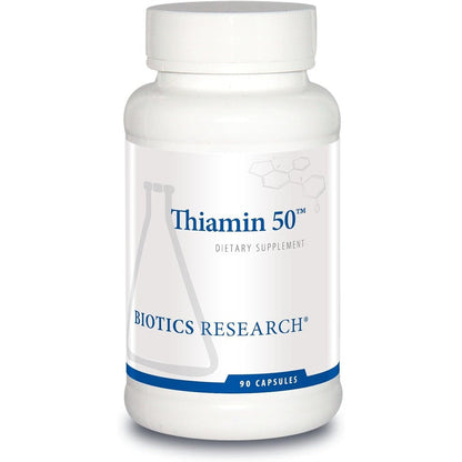 Biotics Research Thiamin 50 mg 90 Capsules front bottle view for authentic USA vitamin B1 supplement in India