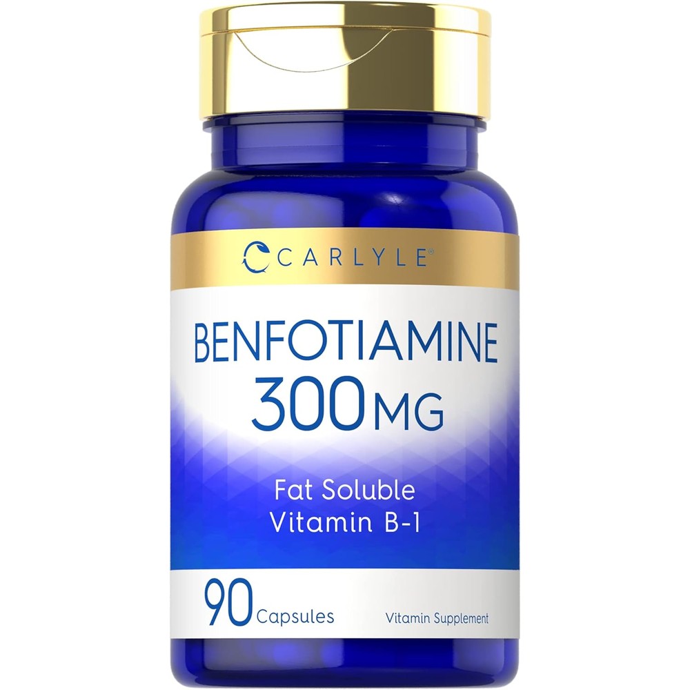 Carlyle Benfotiamine 300mg 90 Capsules front product view showing packaging label