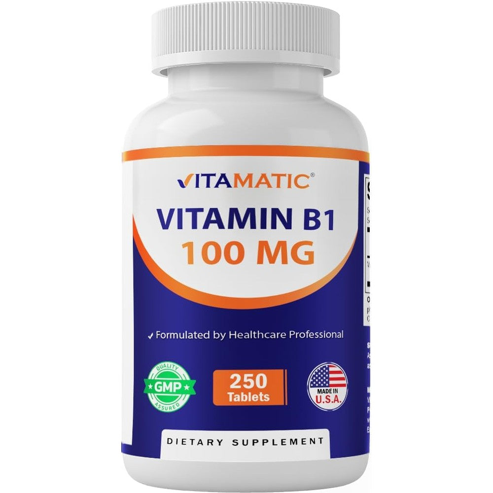 Vitamatic Vitamin B1 tablets front bottle view