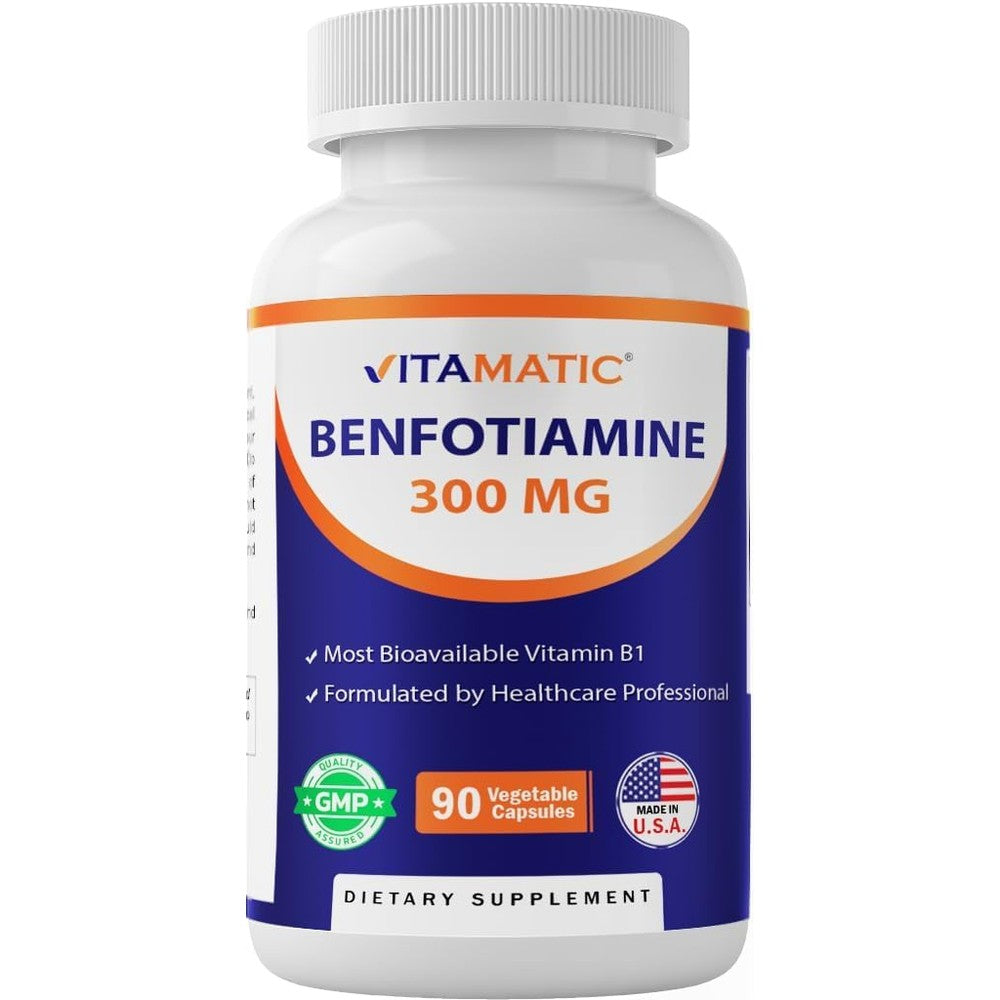 Vitamatic Benfotiamine 300mg front bottle view
