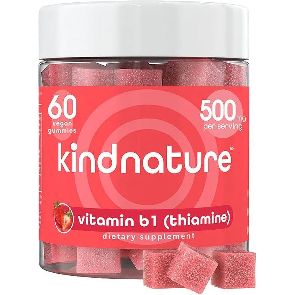 Kindnature Vitamin B1 Gummies front view supplement bottle