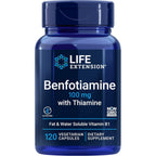 Life Extension Benfotiamine With Thiamine front bottle view dietary supplement