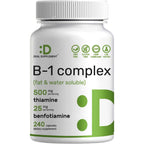Deal Supplements Vitamin B1 500mg with Benfotiamine front view bottle packaging