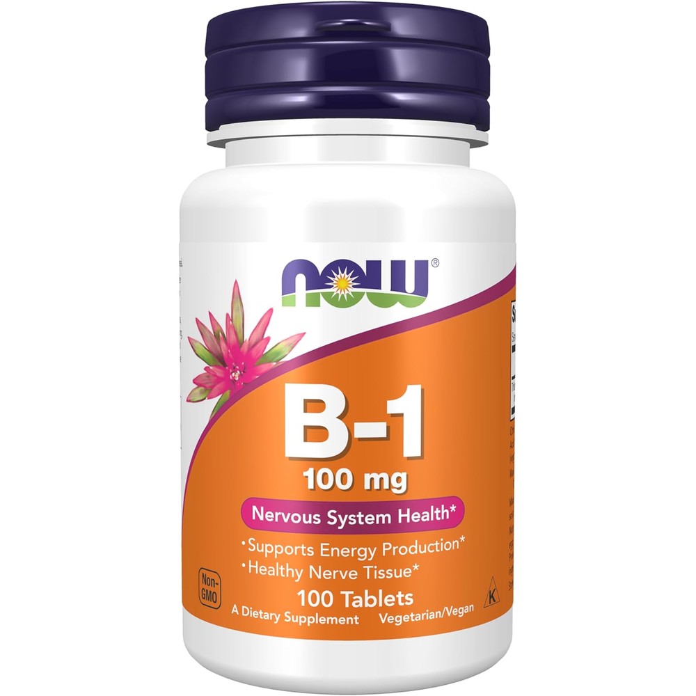 Now Foods Vitamin B1 Thiamine 100 mg front view bottle packaging