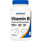 Nutricost Vitamin B1 500mg 120 Capsules front view bottle